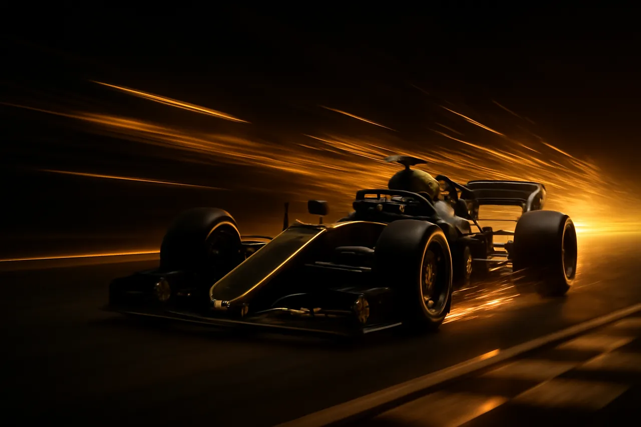 Spinformula Casino raceauto in goudkleurige verlichting
